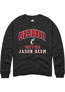 Jason Deem  Rally Cincinnati Bearcats Mens Black NIL Arch Logo Long Sleeve Crew Sweatshirt