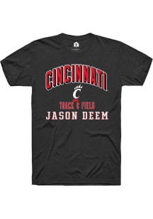 Jason Deem  Cincinnati Bearcats Black Rally NIL Arch Logo Short Sleeve T Shirt