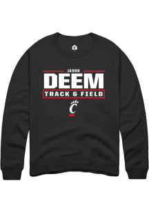 Jason Deem  Rally Cincinnati Bearcats Mens Black NIL Stacked Box Long Sleeve Crew Sweatshirt