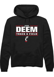 Jason Deem  Rally Cincinnati Bearcats Mens Black NIL Stacked Box Long Sleeve Hoodie