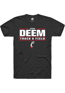 Jason Deem  Cincinnati Bearcats Black Rally NIL Stacked Box Short Sleeve T Shirt