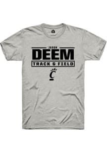 Jason Deem  Cincinnati Bearcats Ash Rally NIL Stacked Box Short Sleeve T Shirt