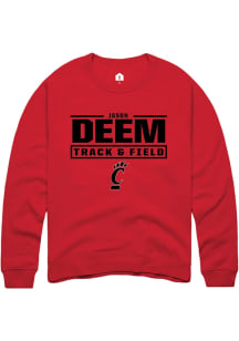 Jason Deem  Rally Cincinnati Bearcats Mens Red NIL Stacked Box Long Sleeve Crew Sweatshirt