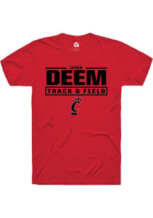 Jason Deem  Cincinnati Bearcats Red Rally NIL Stacked Box Short Sleeve T Shirt