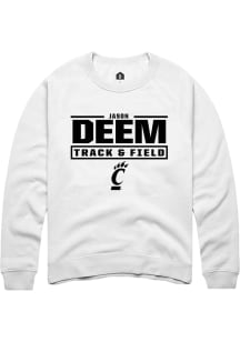 Jason Deem  Rally Cincinnati Bearcats Mens White NIL Stacked Box Long Sleeve Crew Sweatshirt