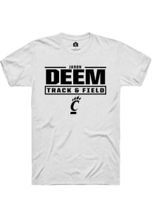 Jason Deem  Cincinnati Bearcats White Rally NIL Stacked Box Short Sleeve T Shirt