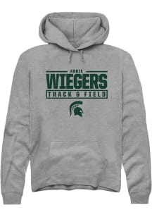 Abbie Wiegers  Rally Michigan State Spartans Mens Graphite NIL Stacked Box Long Sleeve Hoodie