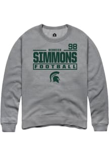 Derrick Simmons  Rally Michigan State Spartans Mens Graphite NIL Stacked Box Long Sleeve Crew Swea..