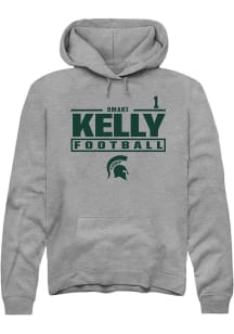 Omari Kelly  Rally Michigan State Spartans Mens Graphite NIL Stacked Box Long Sleeve Hoodie