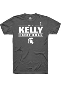 Omari Kelly  Michigan State Spartans Grey Rally NIL Stacked Box Short Sleeve T Shirt