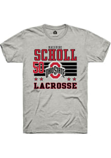 MacGuire Scholl  Ohio State Buckeyes Ash Rally NIL Striped Short Sleeve T Shirt