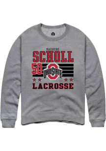 MacGuire Scholl  Rally Ohio State Buckeyes Mens Grey NIL Striped Long Sleeve Crew Sweatshirt