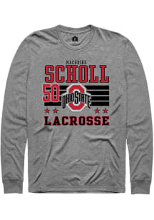 MacGuire Scholl  Ohio State Buckeyes Grey Rally NIL Striped Long Sleeve T Shirt