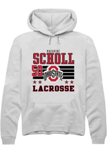 MacGuire Scholl  Rally Ohio State Buckeyes Mens White NIL Striped Long Sleeve Hoodie