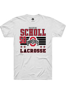 MacGuire Scholl  Ohio State Buckeyes White Rally NIL Striped Short Sleeve T Shirt