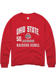 MacGuire Scholl  Rally Ohio State Buckeyes Mens Red NIL Arch Logo Long Sleeve Crew Sweatshirt