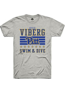 Cecilia Viberg  Pitt Panthers Ash Rally NIL Striped Short Sleeve T Shirt