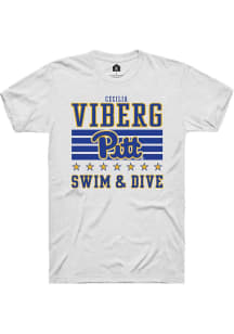 Cecilia Viberg  Pitt Panthers White Rally NIL Striped Short Sleeve T Shirt