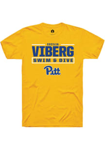 Cecilia Viberg  Pitt Panthers Gold Rally NIL Stacked Box Short Sleeve T Shirt