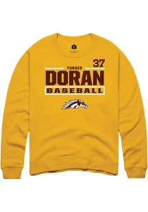 Turner Doran  Rally Western Michigan Broncos Mens Gold NIL Stacked Box Long Sleeve Crew Sweatshirt