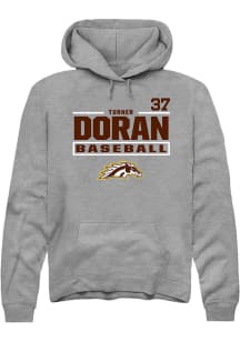 Turner Doran  Rally Western Michigan Broncos Mens Grey NIL Stacked Box Long Sleeve Hoodie