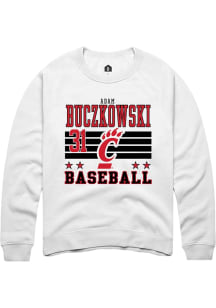 Adam Buczkowski  Rally Cincinnati Bearcats Mens White NIL Striped Long Sleeve Crew Sweatshirt