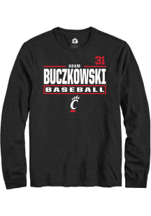 Adam Buczkowski  Cincinnati Bearcats Black Rally NIL Stacked Box Long Sleeve T Shirt