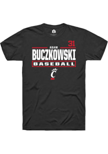 Adam Buczkowski  Cincinnati Bearcats Black Rally NIL Stacked Box Short Sleeve T Shirt