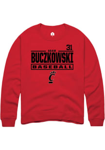 Adam Buczkowski  Rally Cincinnati Bearcats Mens Red NIL Stacked Box Long Sleeve Crew Sweatshirt
