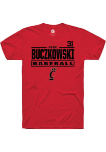 Adam Buczkowski  Cincinnati Bearcats Red Rally NIL Stacked Box Short Sleeve T Shirt