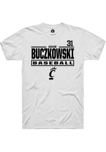 Adam Buczkowski  Cincinnati Bearcats White Rally NIL Stacked Box Short Sleeve T Shirt