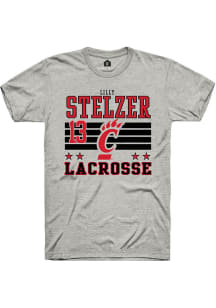 Lilly Stelzer  Cincinnati Bearcats Ash Rally NIL Striped Short Sleeve T Shirt