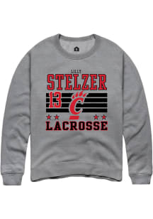 Lilly Stelzer  Rally Cincinnati Bearcats Mens Grey NIL Striped Long Sleeve Crew Sweatshirt