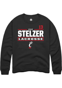 Lilly Stelzer  Rally Cincinnati Bearcats Mens Black NIL Stacked Box Long Sleeve Crew Sweatshirt
