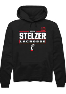 Lilly Stelzer  Rally Cincinnati Bearcats Mens Black NIL Stacked Box Long Sleeve Hoodie