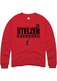 Lilly Stelzer  Rally Cincinnati Bearcats Mens Red NIL Stacked Box Long Sleeve Crew Sweatshirt