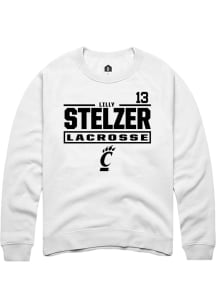 Lilly Stelzer  Rally Cincinnati Bearcats Mens White NIL Stacked Box Long Sleeve Crew Sweatshirt