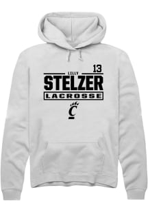 Lilly Stelzer  Rally Cincinnati Bearcats Mens White NIL Stacked Box Long Sleeve Hoodie