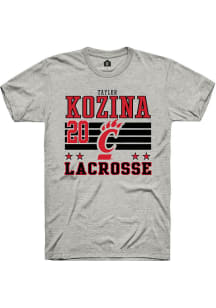 Taylor Kozina  Cincinnati Bearcats Ash Rally NIL Striped Short Sleeve T Shirt