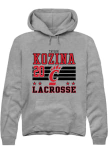 Taylor Kozina  Rally Cincinnati Bearcats Mens Grey NIL Striped Long Sleeve Hoodie