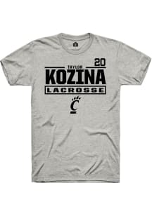 Taylor Kozina  Cincinnati Bearcats Ash Rally NIL Stacked Box Short Sleeve T Shirt