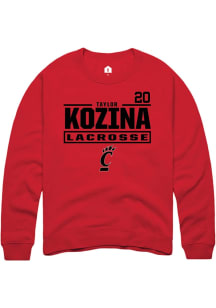 Taylor Kozina  Rally Cincinnati Bearcats Mens Red NIL Stacked Box Long Sleeve Crew Sweatshirt