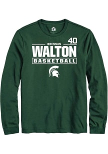 Brennan Walton  Michigan State Spartans Green Rally NIL Stacked Box Long Sleeve T Shirt