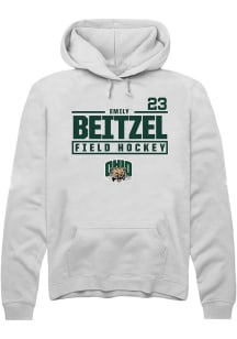 Emily Beitzel  Rally Ohio Bobcats Mens White NIL Stacked Box Long Sleeve Hoodie