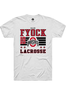 Caleb Fyock  Ohio State Buckeyes White Rally NIL Striped Short Sleeve T Shirt