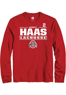 Garrett Haas  Ohio State Buckeyes Red Rally NIL Stacked Box Long Sleeve T Shirt