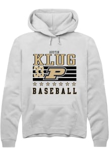 Austin Klug  Rally Purdue Boilermakers Mens White NIL Striped Long Sleeve Hoodie