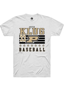 Austin Klug  Purdue Boilermakers White Rally NIL Striped Short Sleeve T Shirt