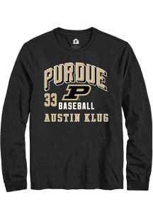 Austin Klug  Purdue Boilermakers Black Rally NIL Arch Logo Long Sleeve T Shirt