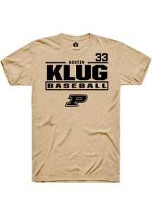 Austin Klug  Purdue Boilermakers Tan Rally NIL Stacked Box Short Sleeve T Shirt